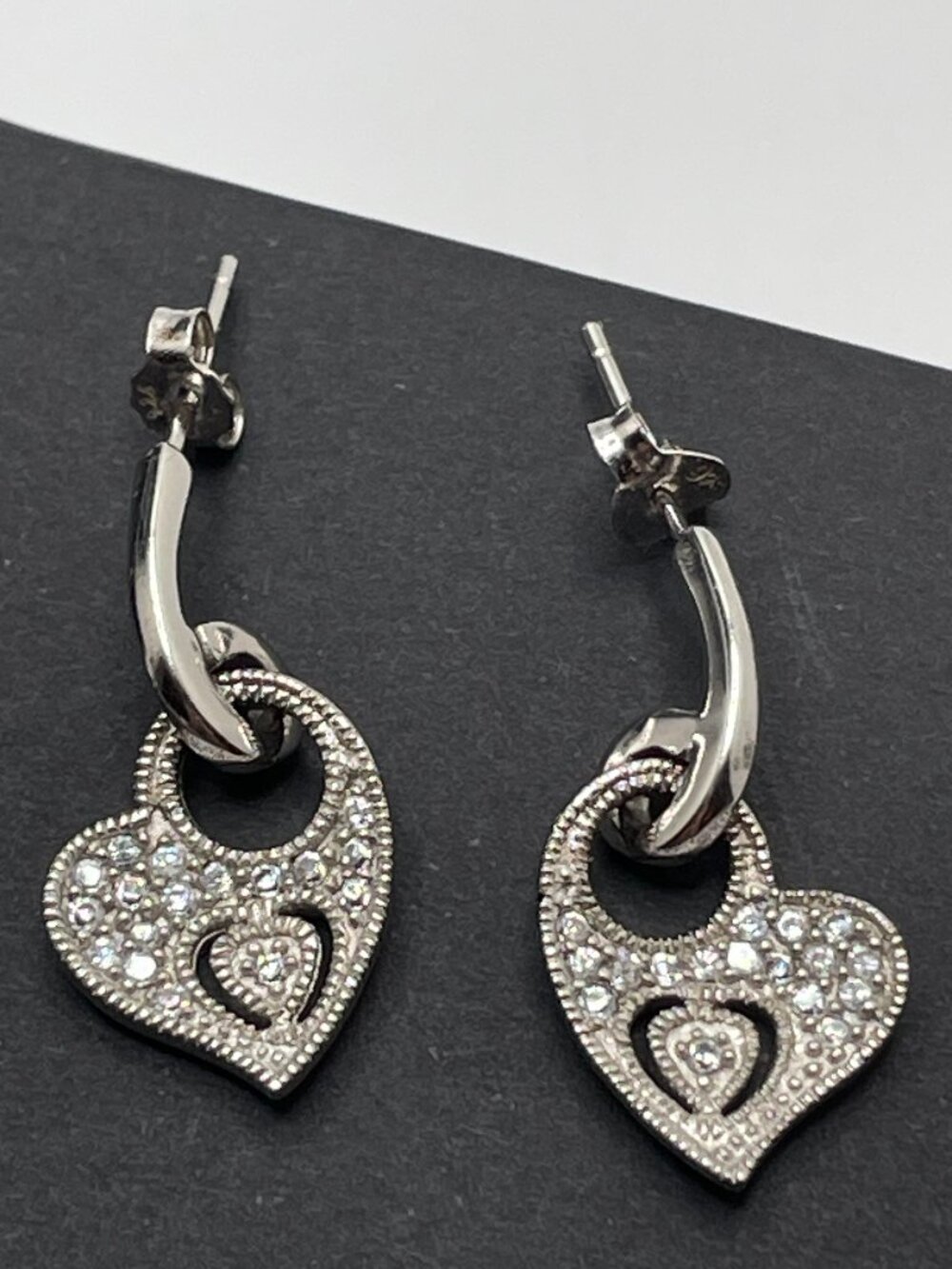 Sterling heart & CZ Earrings